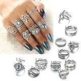 FIBO STEEL 101 Pcs Vintage Knuckle Rings for Women Stackable Midi Finger Ring Set