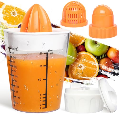 SUREWIN Citrus Juicer Manual Juicer, Multifunctional Hand Juicer, Lemon Lime Squeezer, 20-Ounce Capacity Orange Juicer (White, 4 in 1)