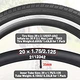 WEEROCK Bike Tire Two Pack 20 Inch Tire with 2 Pack Inner Tubes Folding Bead Replacement Tyre 20 x 2.125 MTB Mountain Bicycle Tires， Black