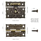 Rectangle Antique Right Hook Hasp Latch Vintage Bronze Engraved Hinge with Matching Screws for Repair and Decorative Jewelry Box Wood Boxes 4 Sets