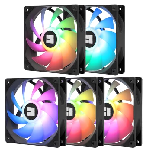 Thermalright 5 Pack TL-C12C-S CPU Fan 120mm ARGB Case Cooler Fan, 4pin PWM Silent Computer Fan with S-FDB Bearing Included, up to 1550RPM Cooling Fan（5 Quantities）