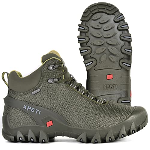 XPETI Men Casual Boots Comfortable Hiking Boots for Men 11.5 Olive