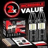 GearLight Camping Lantern - 2 Portable LED Battery Powered Lantern with Magnetic Base and Foldable Hook for Emergency Use or Campsites, Essential Hurricane Survival Kit with Batteries