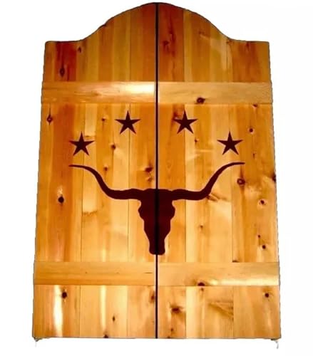 Rustic Saloon Swinging Cafe Doors with Longhorn and Stars Logo, 24-36 inches, Custom Design (Natural, 36" Doorway Opening)