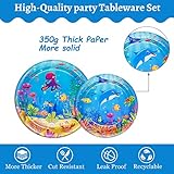 120 Pcs Under the Sea Party Decorations Ocean Birthday Party Plates and Napkins Set Sea Animal Theme Tableware Set Underwater Creatures Table Decor Supplies Paper Plates Napkins Cups for 24 Guests