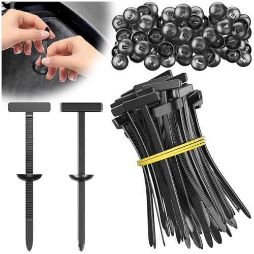 Nylon Universal Cable Tie Buckle New Heavy Duty Self-Locking Nylon Zip Ties Holder - Car Plastic nylon Zip Ties - UV Resistant Black Zipties for Car Daily Repair (50pcs)