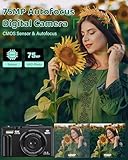 5K Digital Camera for Photography - WiFi 75MP Vlogging Camera for YouTube - UHD Autofocus Video Cameras 3" 180° Flip Screen with 18X Zoom - Compact Vlog Travel Cameras with 32GB SD Card 2 Batteries