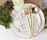 Novelty Modern Flatware, Cutlery,Disposable Plastic Soup Spoons Luxury Gold 64 Count