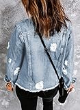 EVALESS Womens Basic Button Down Washed Denim Jeans Jacket Coat 2025 Trendy Fall Boyfriend Distressed Ripped Long Sleeve Trucker Jacket Outwear Light Blue X-Large