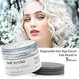 White Hair Color Wax Pomades 4.23 oz - Natural Hair Coloring Wax Material Disposable Hair Styling Clays Ash for Cosplay, Party (White)