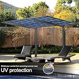 Favfurish Outdoor Carport, 17.44FT*9FT*11FT Single Carport Aluminum Metal Frame and Polycarbonate Panels Car Port for Outdoor Driveway Car, Truck