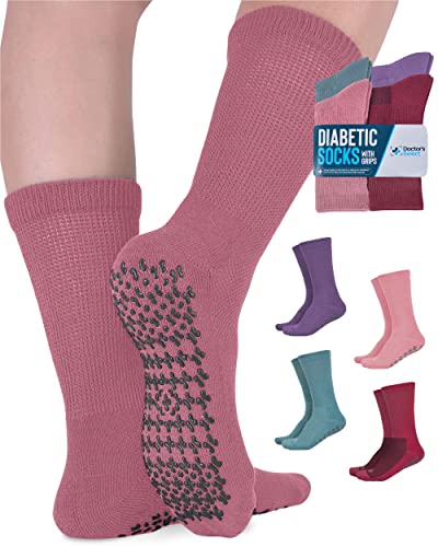 Diabetic Socks for Women and Men - 4 Pairs Non Binding Socks for Women | Non Slip Socks Mens | Gripper Socks for Men