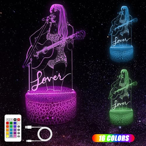 Gifts T-S Fans Merch 3d Illusion Led Table Lamp for Taylor Fans Night Light for Music Party Supplies Acrylic Taile Lamp with 16 Colors for Room Decor Party Kids Lamp Birthday Applies Concert Edition