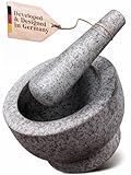 ChefSofi Mortar and Pestle Set - 6 Inch - 2 Cup Capacity - Unpolished Heavy Granite for Enhanced Performance and Organic Appearance - Included: Anti-Scratch Protector