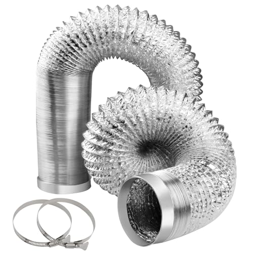 4-Inch Dryer Vent Hose 26FT, Flexible Aluminum Duct with 2 Clamps, Heavy-Duty Four Layer Protection for HVAC Ventilation and Exhaust