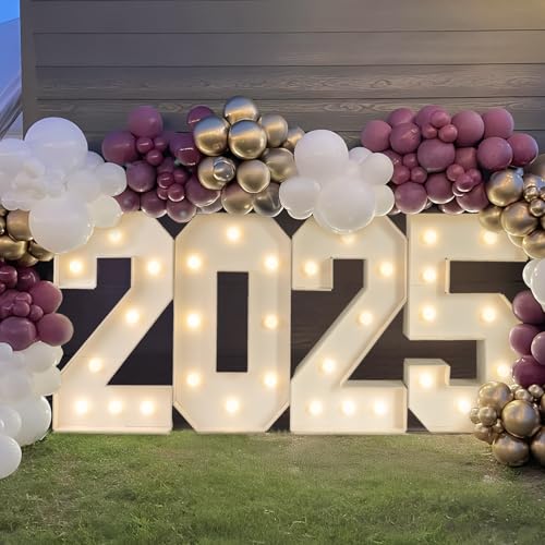 2025 Graduation Decorations - 2FT Large PRE-CUT 2025 Marquee Light Up Numbers Kit - Mosaic Foam Board Sign - Class of 2025 Party Supplies Decor for Kindergarten Preschool High School Christmas Wedding Prom