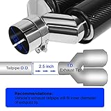 Vechkom 2.5"Inlet 3.5"Outlet Dual Exhaust Tip Y Style Carbon Fiber Car Exhaust Pipe Rear Tip 9.8" Length Universal for Vehicles with 2.5" O.D. (Glossy Blue Roasted) 2PCS