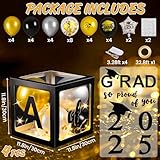 AYGXU Graduation Decorations Class of 2025-Graduation Party Decorations,Graduation Balloons Boxes with LED Light Strings & Letters 2025 GRAD So Proud of You,Party Favors For Any Grades.