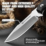 DRACHENADER EDC Fixed Blade Knife with Kydex Sheath 7-Inch D2 Steel Small Tactical Knife with Clip Lock, Versatile for Horizontal and Vertical Carry