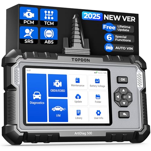 OBD2 Scanner TOPDON AD500, Oil SAS Throttle TPMS BMS EPB Reset, Engine ABS SRS Transmission, Diagnostic Scan Tool, AutoVIN, Car Check Engine Code Reader with Battery Test, Lifetime Wi-Fi Free Update