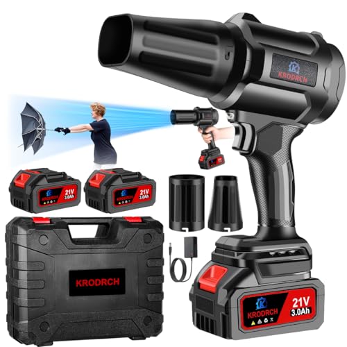 Electric Cordless Leaf Blower with 2 X 3.0Ah Batteries and Charger Included, 300000RPM Handheld Leaf Blower, Violent Turbo Jet Leafs Blower for Lawn Care, Garage, Patio, Car