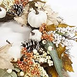 Fall Decor - Fall Wreaths for Front Door - 18 Inch Autumn Maples Leaf Pumpkin Pine Cone Berry Wreath - Fall Decorations for Thanksgiving Halloween Farmhouse Harvest Home Outdoor Indoor Window Wall