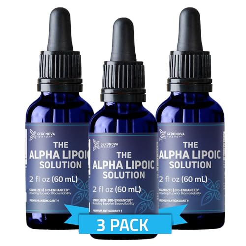 Geronova Research The Alpha Lipoic Solution, 6 fl oz - 6 Month Supply - Stabilized Bio-Enhanced Alpha Lipoic Acid Liquid for Superior Bioavailability - ALA Supplement with Rapid Absorption
