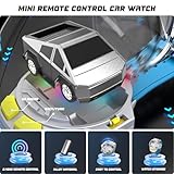 YUZ Mini Remote Control Car Watch Toy with LED Lights, 2.4G RC Cars Toy Car Watch USB Charging Hand Controlled Watch RC Car for Kids Boys Girls for Birthday Christmas Holiday Party Gifts, Grey