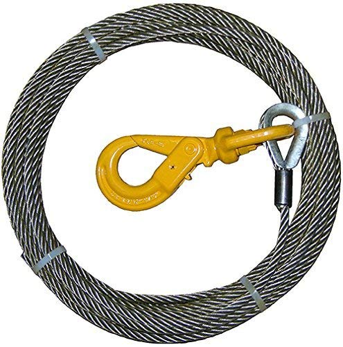BA Products Secure Tow FCC-3775-SLH, Winch Cable, 3/8" x 75' Fiber Core with Self Locking Swivel Hook for Wrecker, Rollback, Tow Truck, Crane & More!