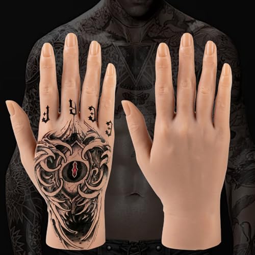 Veikmv Silicone Tattoo Practice Hand Fake Tattoo Hand Dummy Fake Tattoo Skin for Tattoo Artists and Beginners