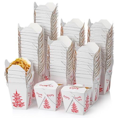 Nitial 150 Pcs Chinese Take out Boxes Pagoda Take out Food Container Disposable Chinese Containers Food Boxes for Picnic, Restaurants, Asian Theme Party Favors Decorations