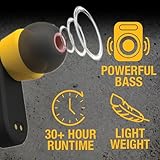 DEWALT True Wireless Bluetooth Earbuds — TWS Bluetooth Headphones — Wireless Earbuds with Type C Charging Case — Waterproof Wireless Earphones — Jobsite Pro-X1 Premium Sound for Outdoor Work