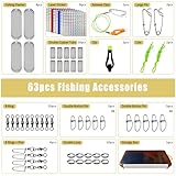 FREE FISHER 63pcs Fishing Dodgers Flashers Making Kit Spinnerbait Pre-Rigged for Trolling Salmon Trout Fishing Lures Saltwater