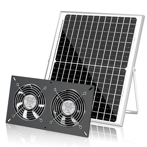 Fanspex Solar 3 Fan Kit, 20W Solar Panel Powered Exhaust Fan for Outdoor Chicken Coop, Greenhouse & Shed, Intake or Exhaust Air for Cooling, IP67 Waterproof, 3500RPM, 15FT Cord