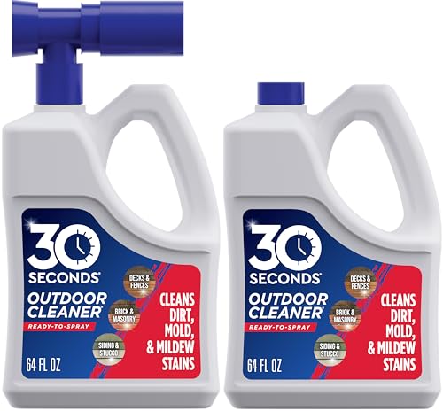 30 SECONDS Outdoor Cleaner 2 Pack with Hose End Sprayer - Cleans Stains from Algae, Mold and Mildew on Vinyl Siding, Deck, Patio, Brick and More