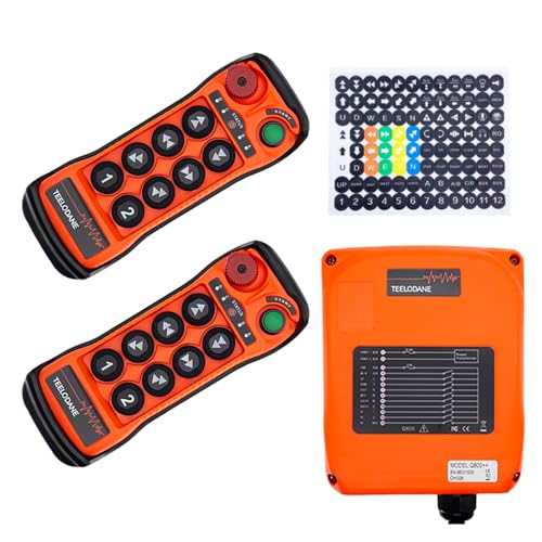 Q800 Industrial Wireless Crane Remote Control kit 8 Button 12v 24v Electric Lift Hoist Overhead Tower Bridge Transmitter Receiver (2 Transmitters + DC12-24V Recevier)