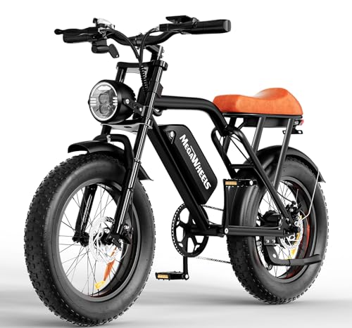 MEGAWHEELS Peak 1500W Moped-Style Ebike, 20" Fat Tire Electric Bike, 750WH Battery, Max 32-33 MPH, 40-75 Miles Range, All-Terrain Electric Bike for Mountain, Snow, Sand, Road