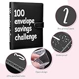 100 Envelopes Money Saving Challenge, 100 Envelope Challenge Binder, Easy and Fun Way to Save $5,050, Savings Challenges Budget Book Binder with Cash Envelopes for Office,Home,School (Black)