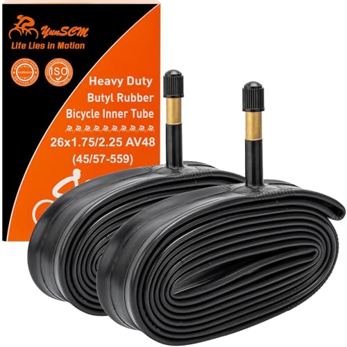2-PCS 26" Heavy Duty Bike Tubes 26x1.95 26x2.10 26x2.125 AV48MM Schrader Valve 45/57-559 26'' Bicycle Tubes 26x1.75 26x2.0 26x2.25 Compatible with 26x1.75/2.25 Bike Tubes