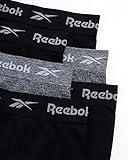 Reebok Women's Boy Shorts Underwear - 6 Pack Seamless Long Leg Boyshorts Panties for Women (S-3X, available in Plus Size), Size Large, Black/Charcoal/Black