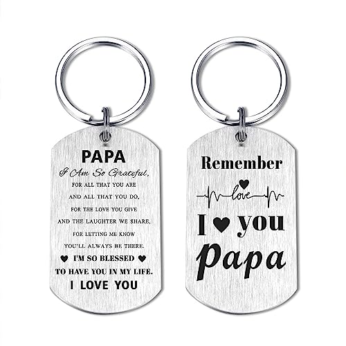 Laluminter Papa Gifts - Papa Keychain - Best Papa Ever Key Chains - Remember I Love You Papa Birthday Gift Ideas
