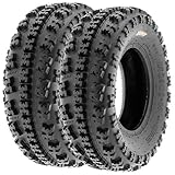 Set of 4 SunF 21x7-10 Front & 20x11-9 Rear ATV UTV Knobby Sport Tires,6 PR Tubeless A027