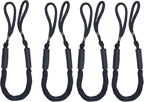 Bungee Dock Line Mooring Rope for Boat 4ft Black 4 Pack
