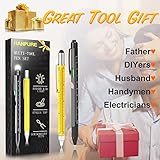 Tools Gifts for Men Multitool Pen - Cool Gadgets for Men Dad Women Unique Birthday Gifts for Men Who Have Everything Engineer Woodworker Carpenter,Pocket Multi Tool with Light,Stylus,Ruler,Screwdriver