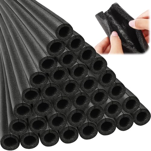 Amylove 12 Pcs 3.3 Feet Foam Pipe Insulation Foam Tube Insulating Water Pipe Pool Swim Noodles Heat Preservation Pipe Covers for Tubing Outdoor Freeze Protection (Black,1/2 Inch)