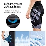 sponeed Men Bike Shorts with Padding Bicycle Wear Road Biking Pants Gel Pad Cushioned Clothing US XL Grey