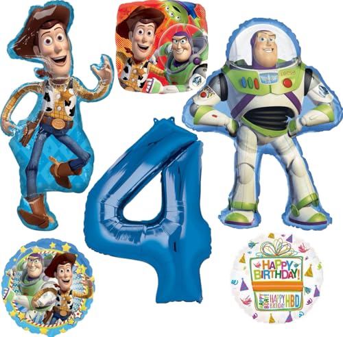 Anagram Woody and Buzz Lightyear's 4th Birthday Party Supplies Balloon Bouquet Decorations