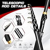 Kalynsung 6.89ft Fishing Rod and Reel Combo, 2PCS Telescopic Carbon Fiber Fishing Rod, Spinning Reels *2, Fishing Line *2, Fishing Hooks Bait Set, Portable Fishing Pole Set with Carrier Bag