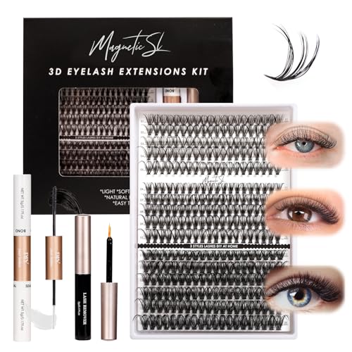 DIY Lash Extensions Kit 320pcs Individual Lashes Clusters 30D 40D 60D D Curl Eyelash Extension Kit with Applicator and Lash Bond&Seal, Lash Remover For False Eyelash Mix 11-20mm (30D+40D+60D KIT)