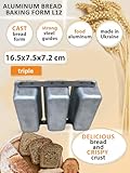 Generic Triple Aluminum Bread Form for Baking Small Loaves Cakes L12 24.5x16.5x7.2 CM, 81360